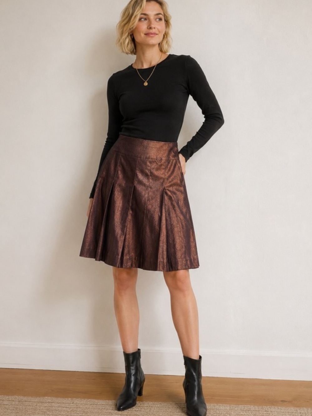 Nine West bronze pleated skirt